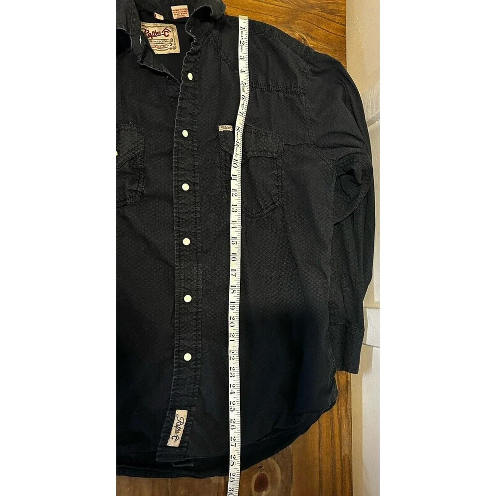 Rafter C Cowboy Collection Men’s Pearl Snap Shirt Black Size Large Western Style - Picture 9 of 10